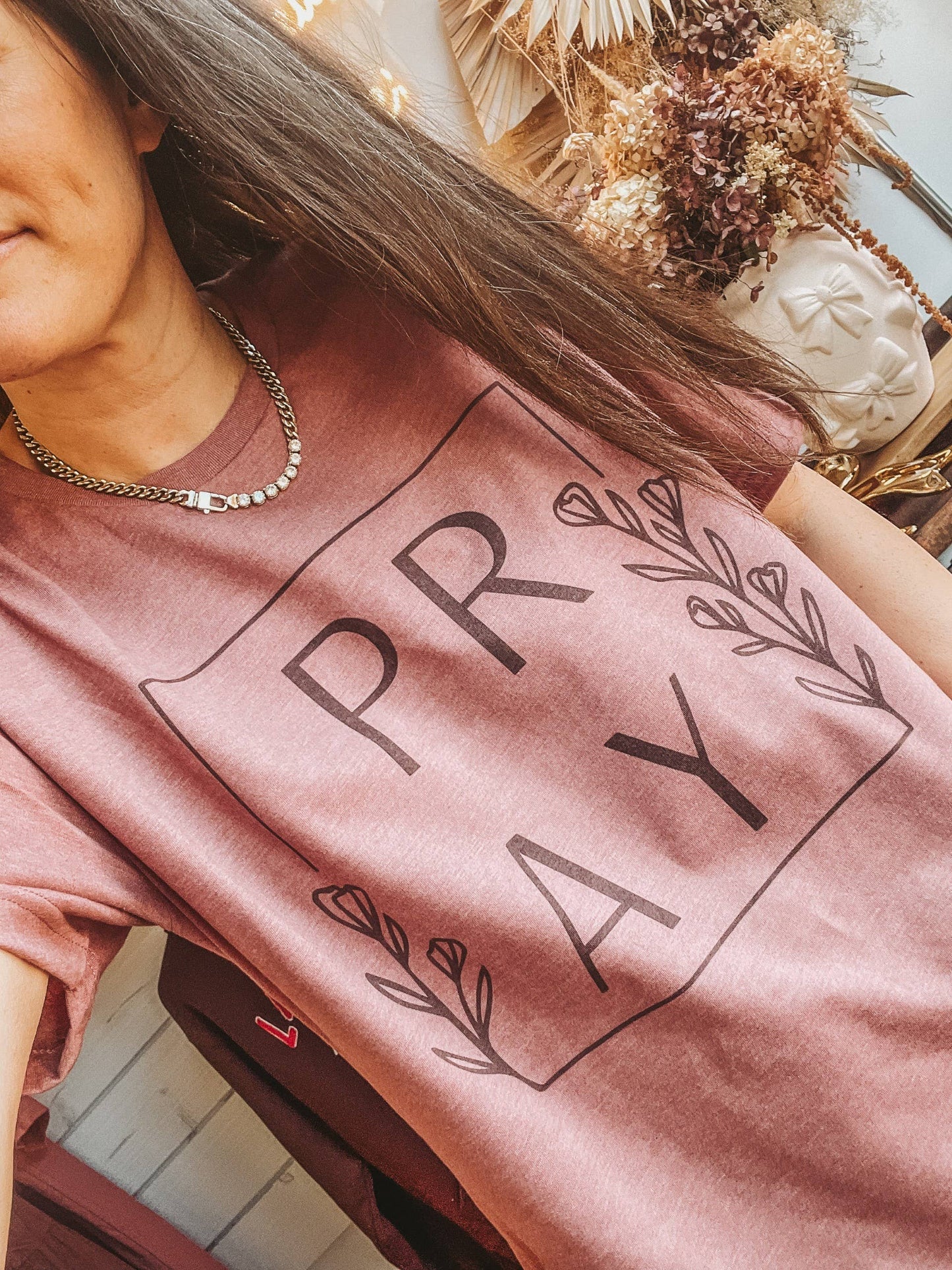 Square Pray Floral Graphic Tee | Women's Religous Tees