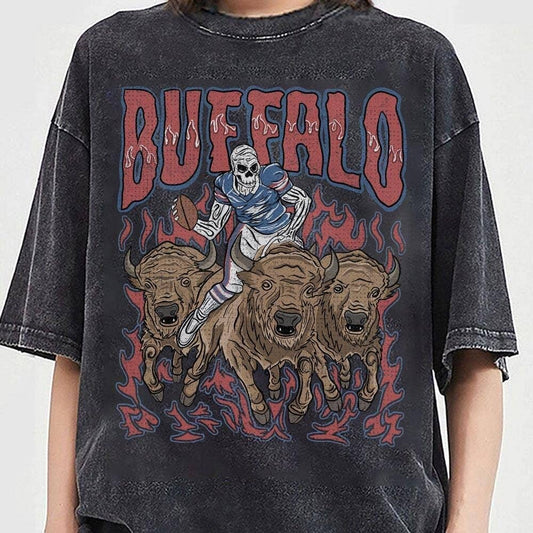 Vintage Buffalo Football Skull Shirt