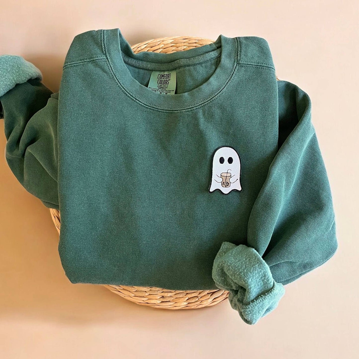 Comfort Colors® Ghost with Coffee Halloween Sweatshirt