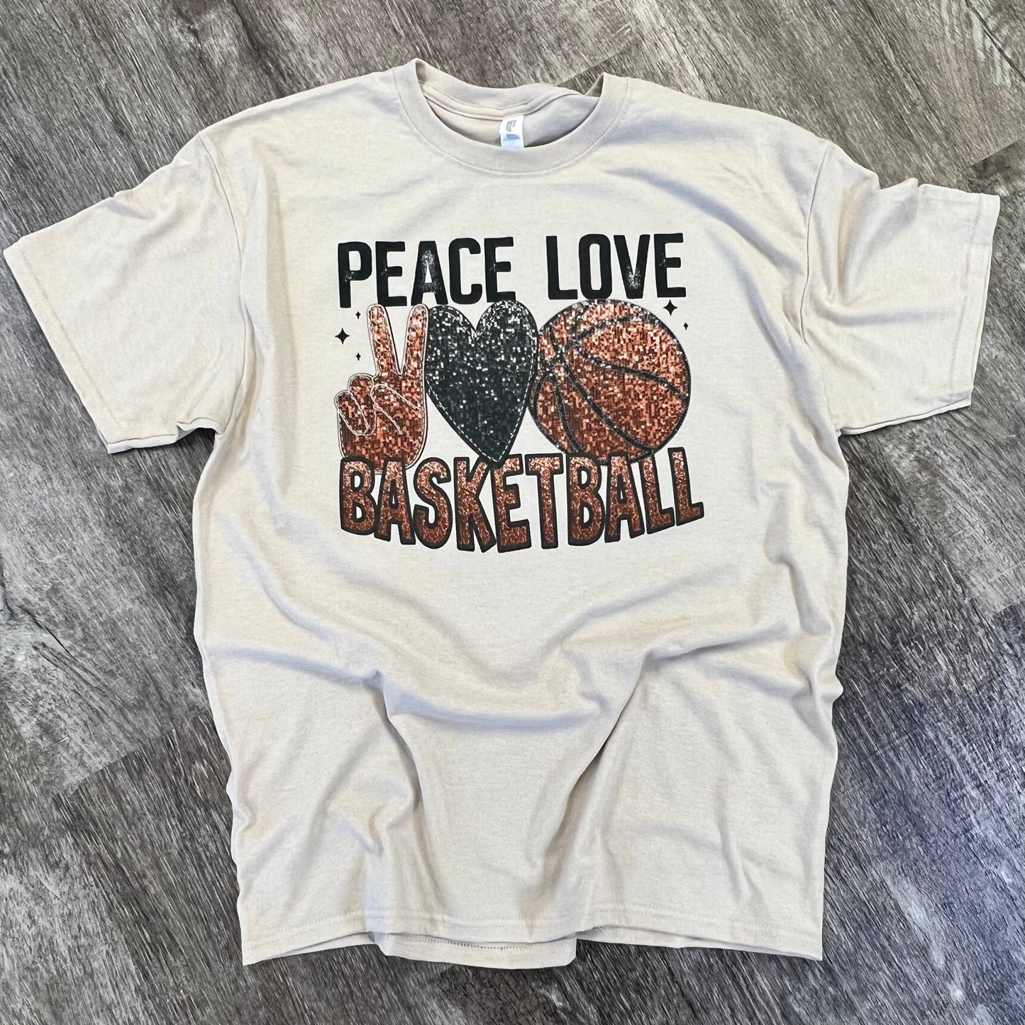Peace Love Basketball On Sand Tee