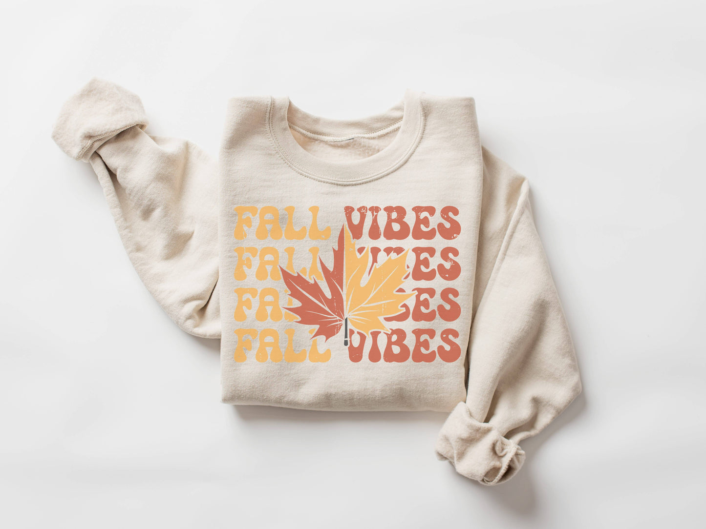 Fall Vibes Leaf Fall Crew Neck Sweatshirt