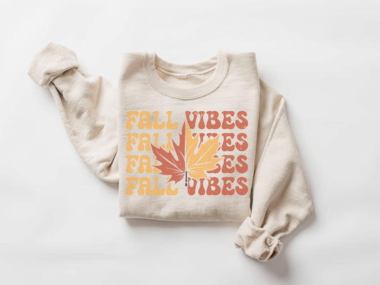 Fall Vibes Leaf Fall Crew Neck Sweatshirt