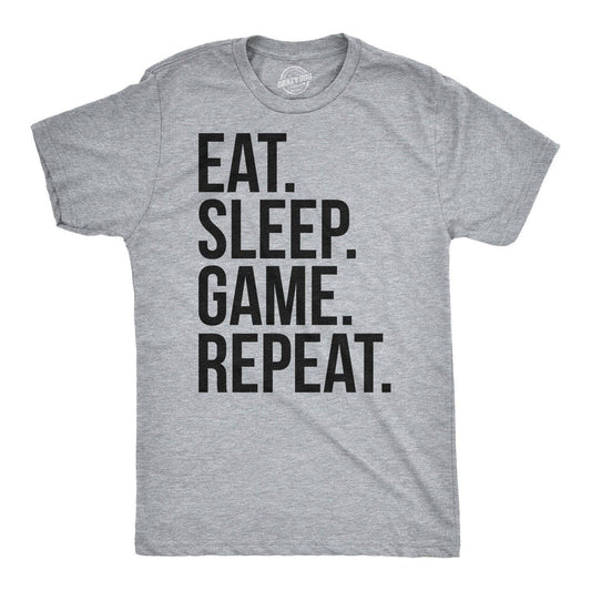 Eat Sleep Game Repeat Men's Tshirt Nerdy Graphic Tee Western