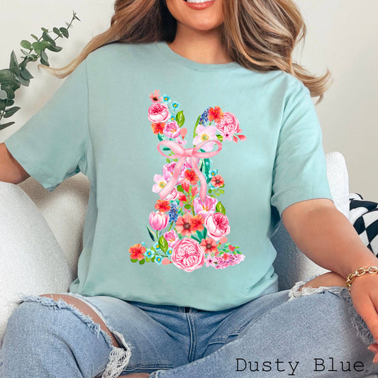 Easter Graphic Tee | Floral Easter Bunny | Bella Canvas