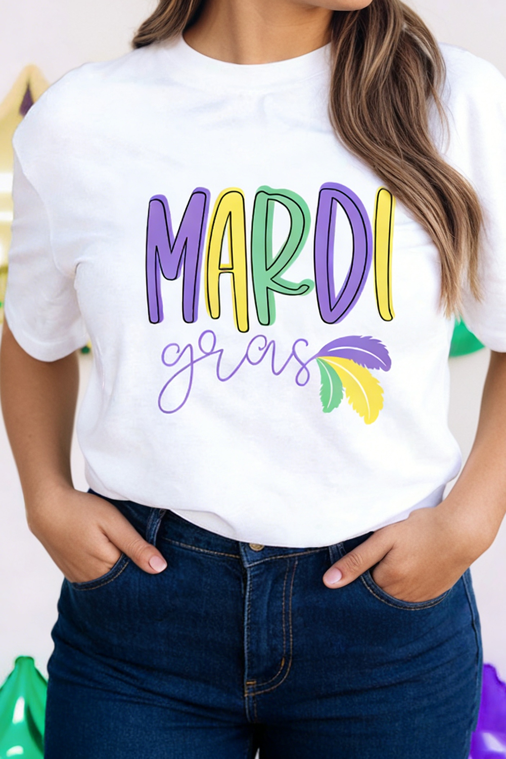 Mardi Gras Stylish Printed T Shirt (S-Xl)