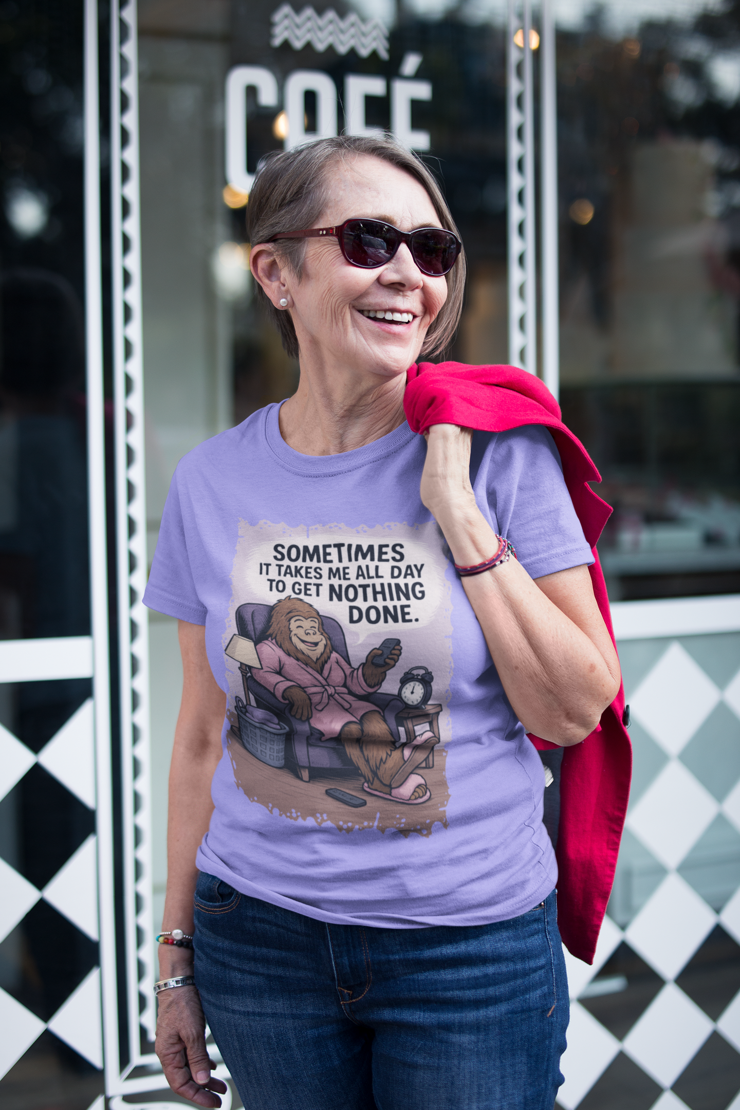 Sometimes It Takes All Day - Female Bigfoot Shirt - Violet