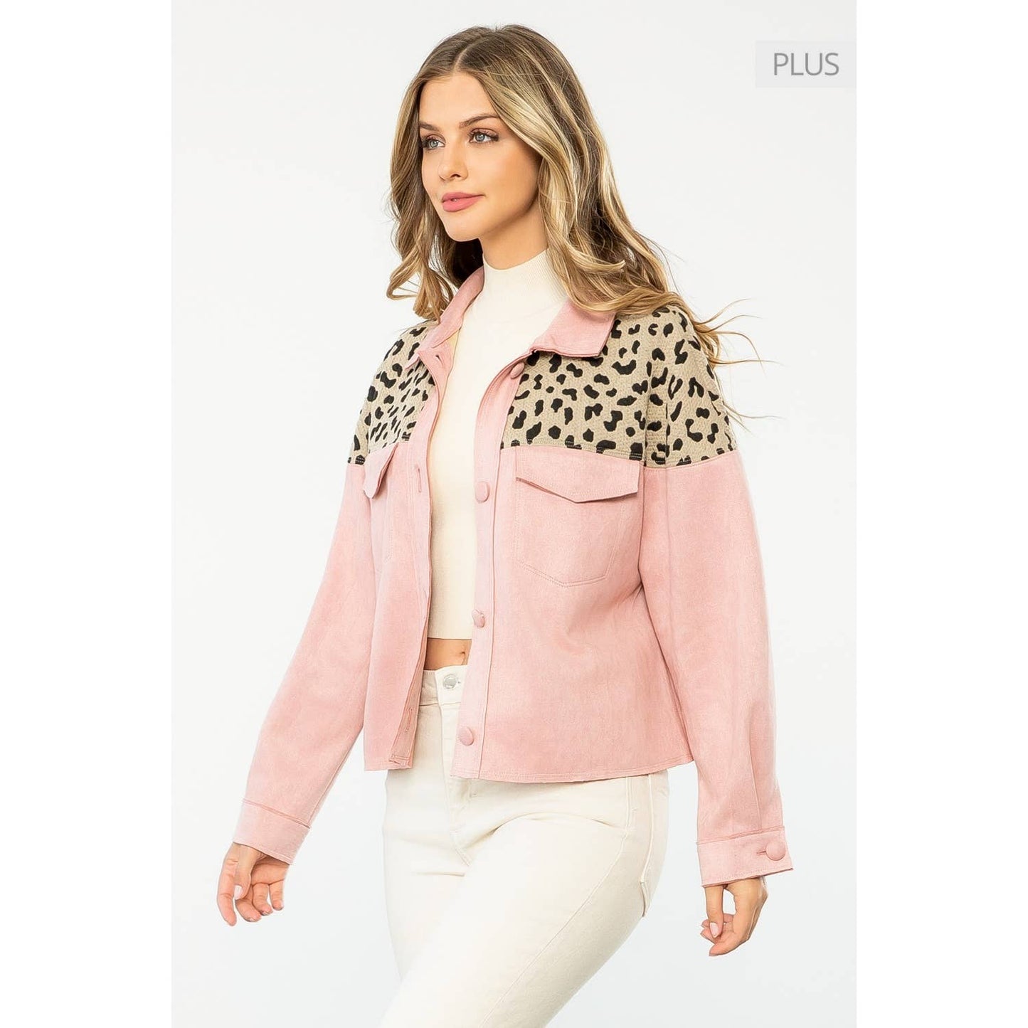 /Size Xl/ Leopard Suede Button Up Jacket