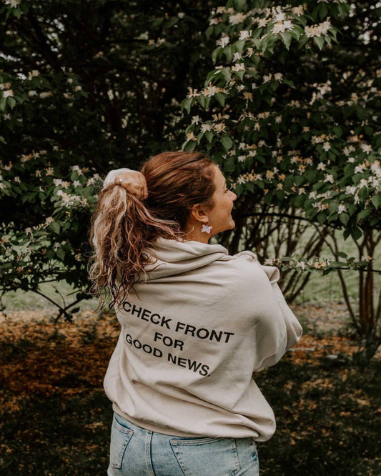"Check Front" Sand Premium Hoodie