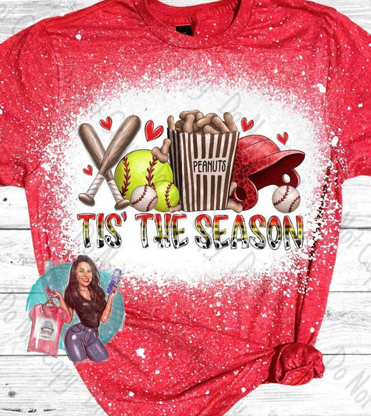 Tis the Season Softball Bleached T-Shirt - Sporty & Fun Tee