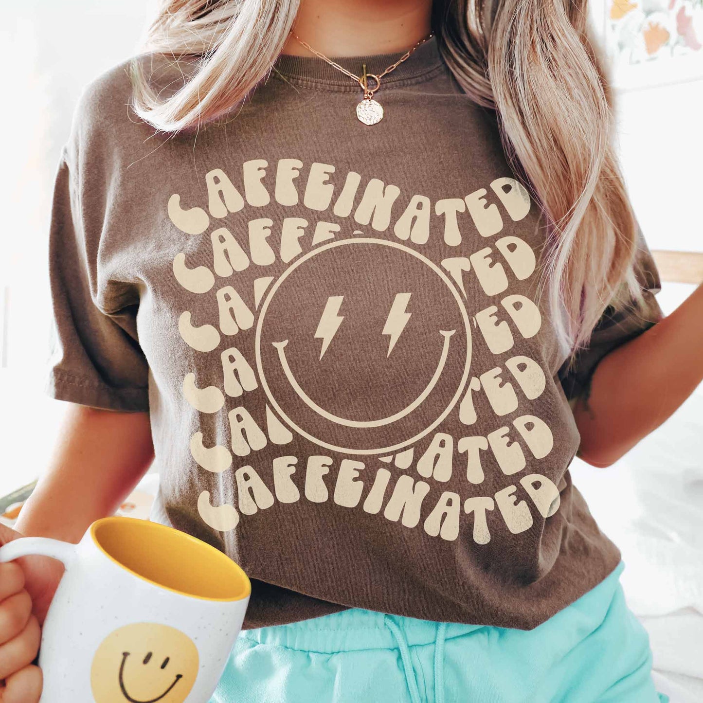 Retro Caffeinated Heavyweight Coffee Lover Tee
