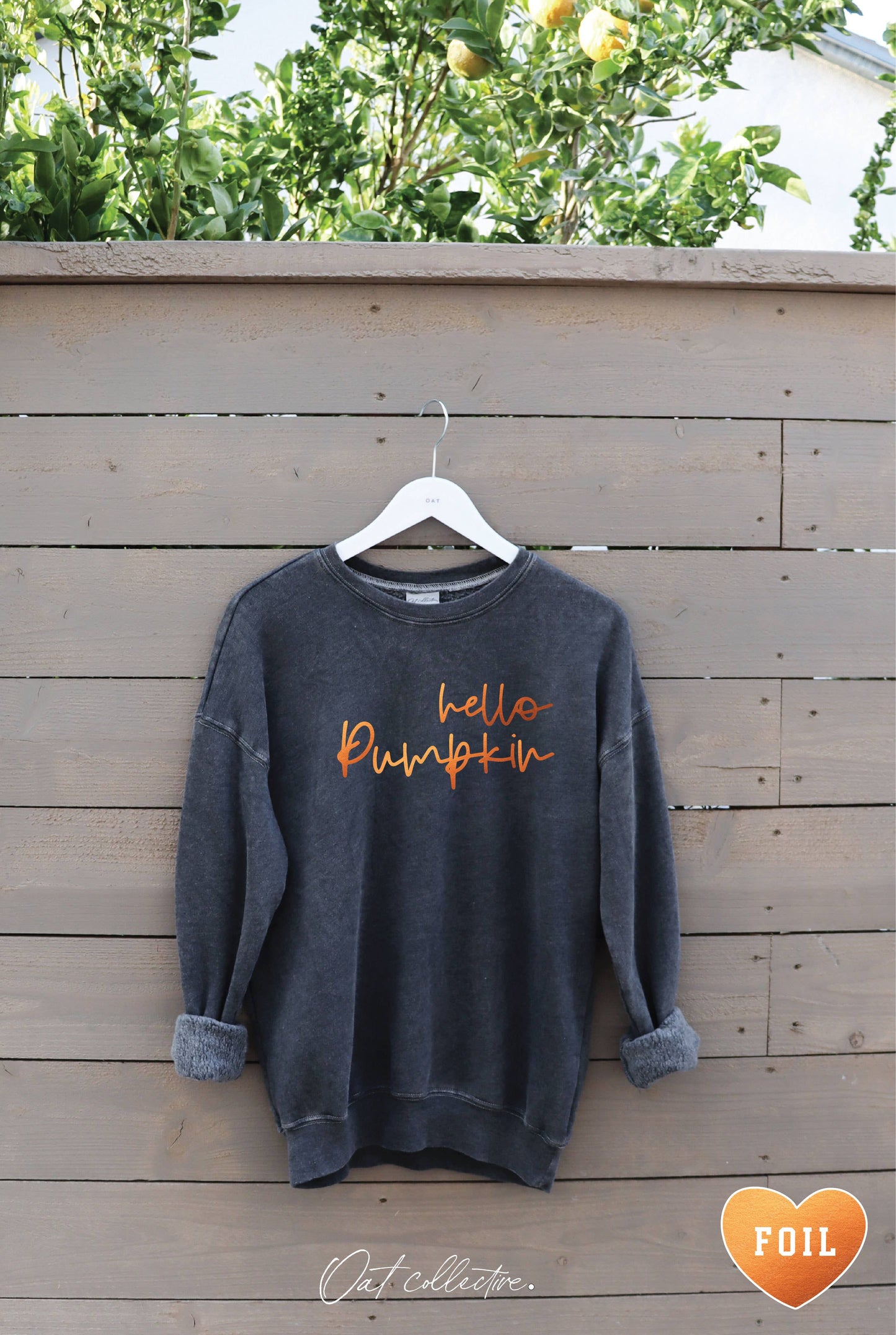 Hello Pumpkin Foil Mineral Graphic Sweatshirt