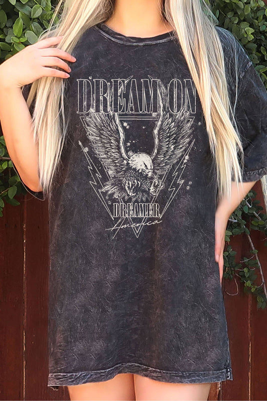 Dream On Dreamer Eagle Oversize Graphic Mineral Tshirt