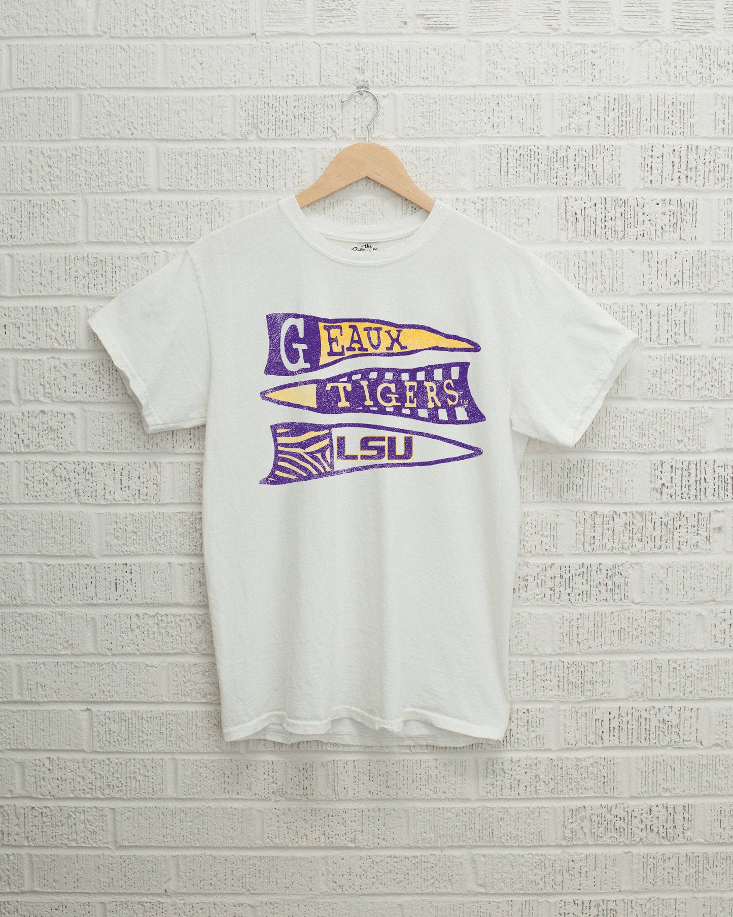 Lsu Louisiana State Tigers Pennant White Comfort Colors Tee