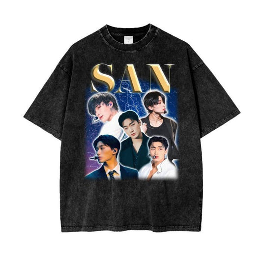 Exclusive Ateez San Acid Wash Oversize T-Shirt - 250 Gsm