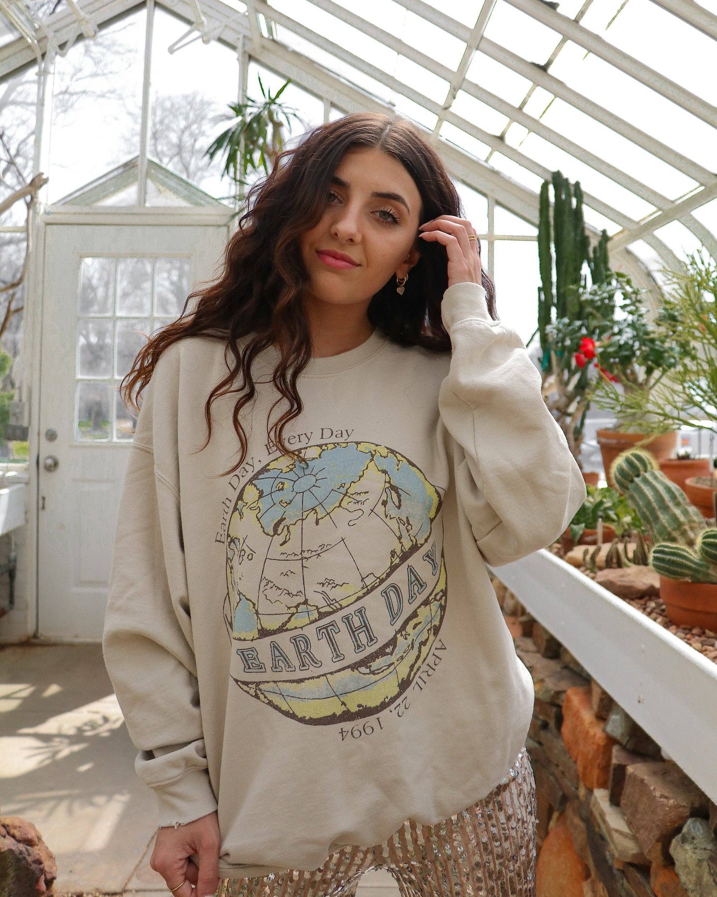 Earth Day Sand Thrifted Graphic Sweatshirt
