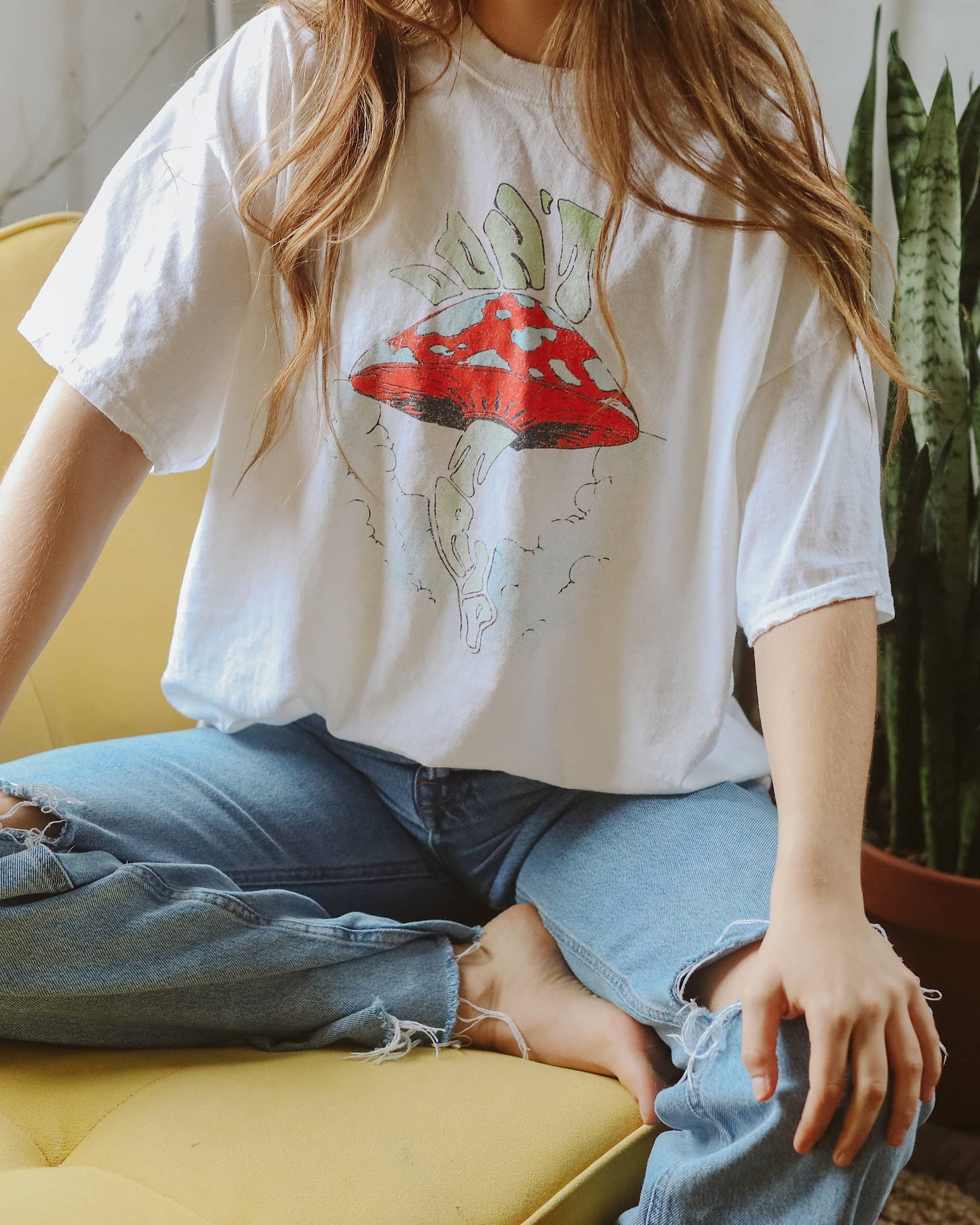 Don't Trip White Thrifted Graphic Tee