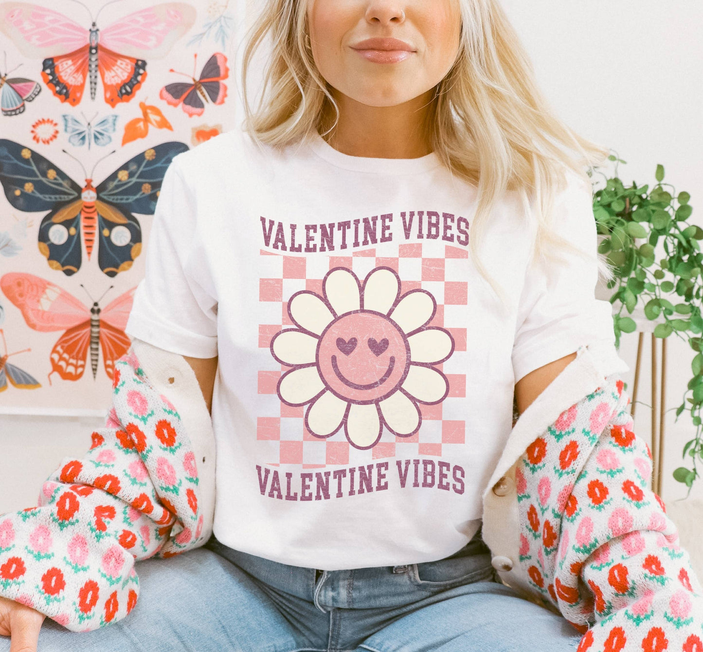 Valentine Vibes Checker | Valentines Day Graphic Tee