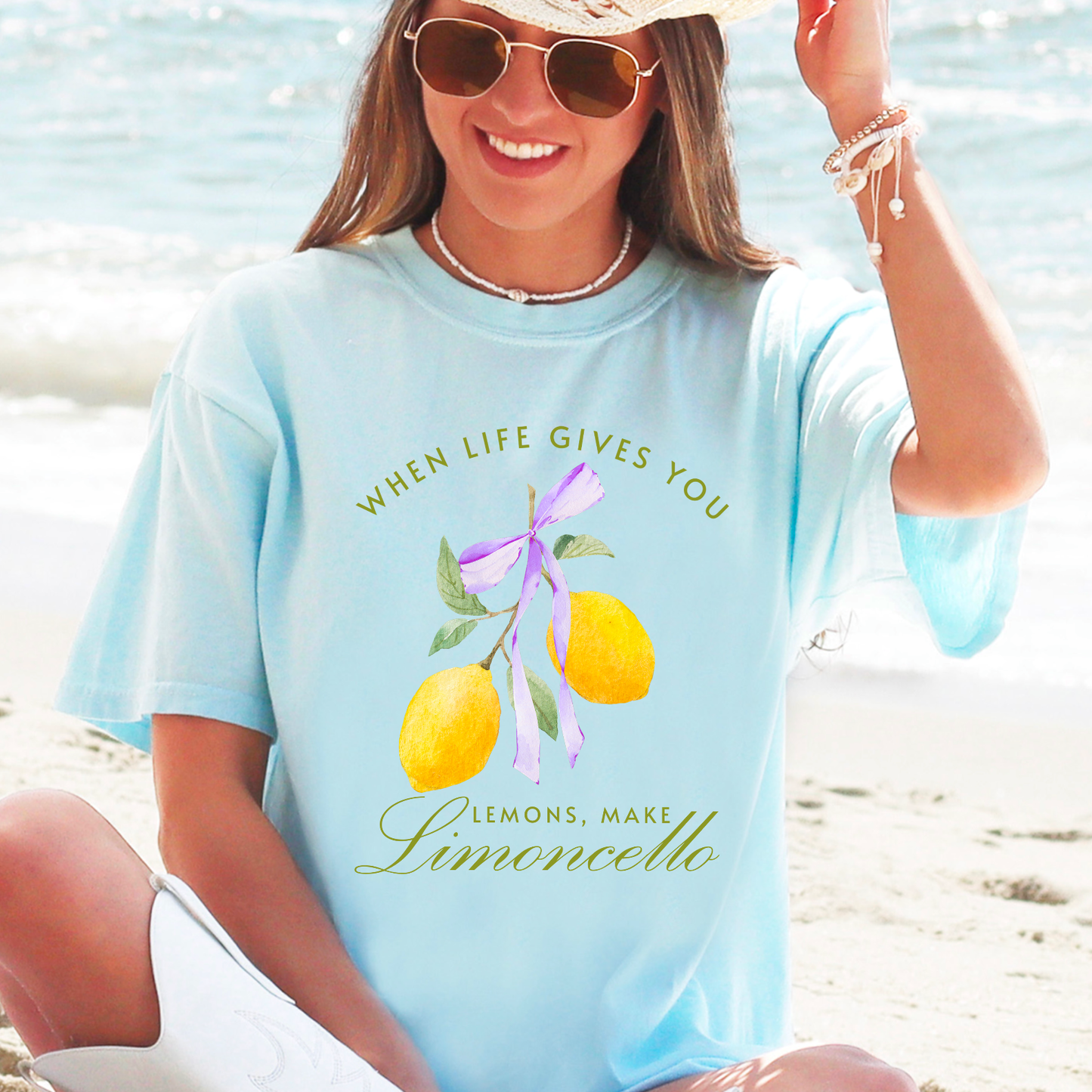 Coquette Bow Lemons  Preppy Comfort Color Graphic Tee