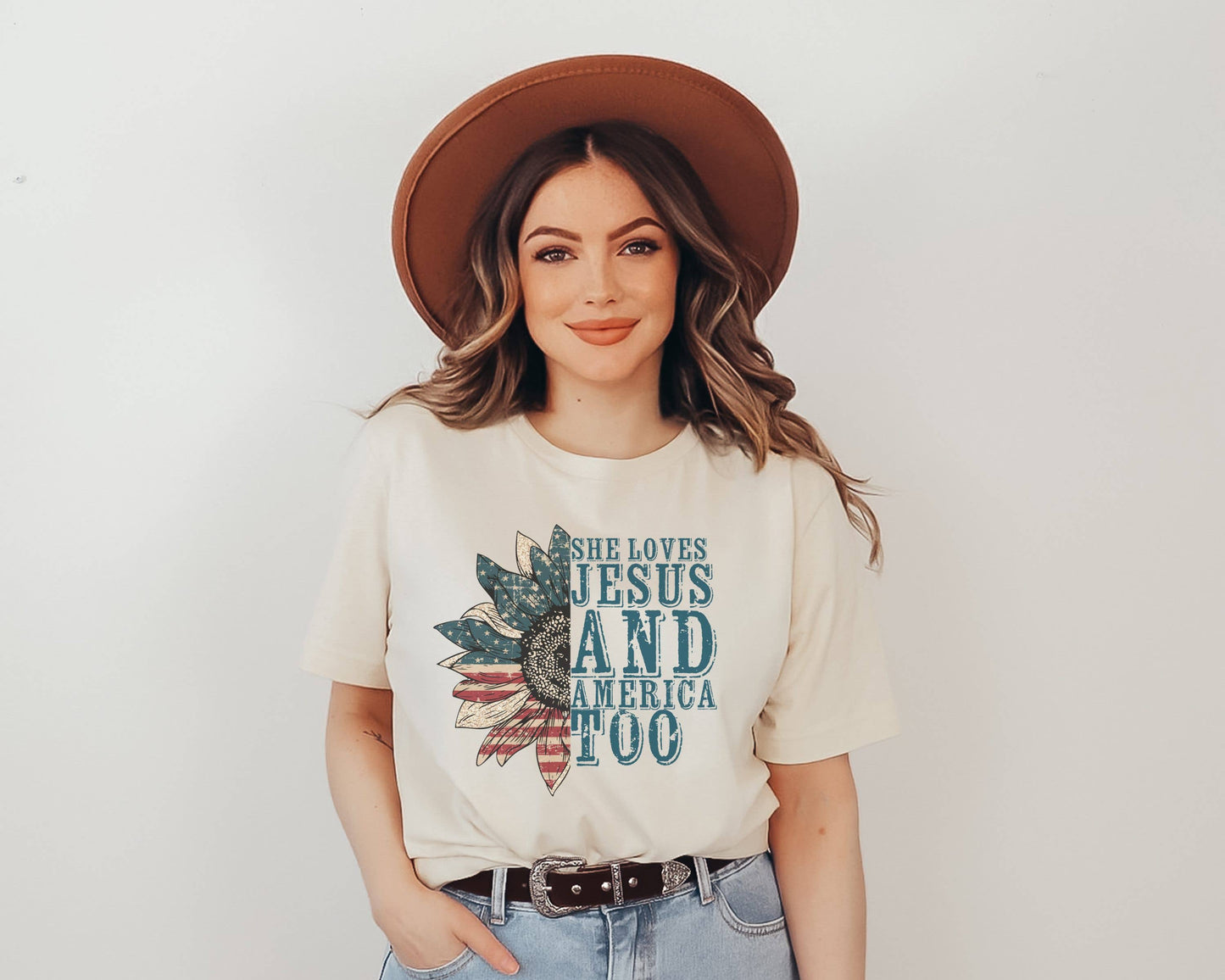She Loves Jesus and America Tee | Patriotic T Shirt
