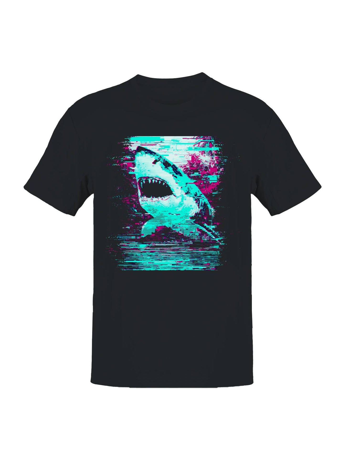 Neon Glitch Shark Art Men's T-Shirt