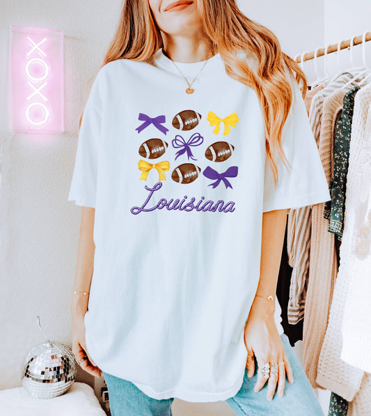 Louisiana, Louisiana Football Shirt, Bows, Preppy Gameday