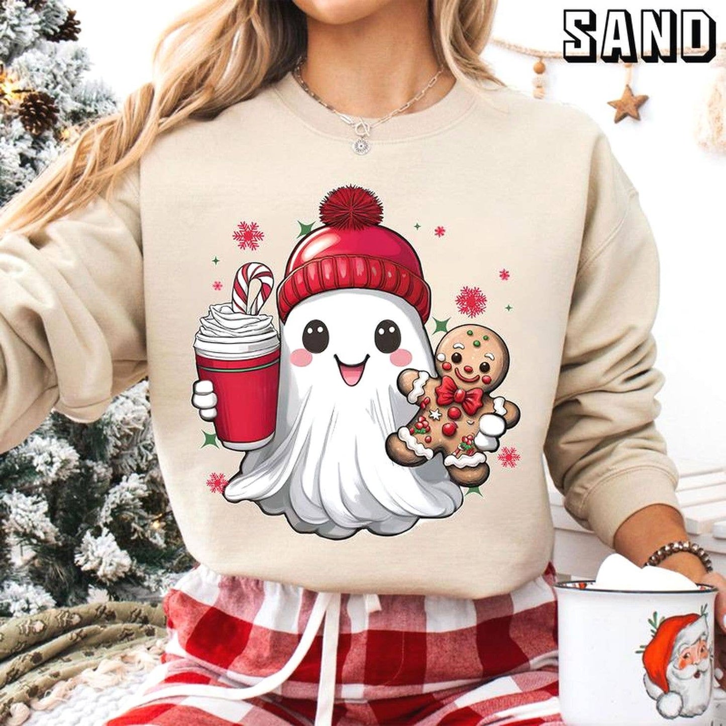 Cute Christmas Ghost Shirt - Iced Coffee Lovers Tee