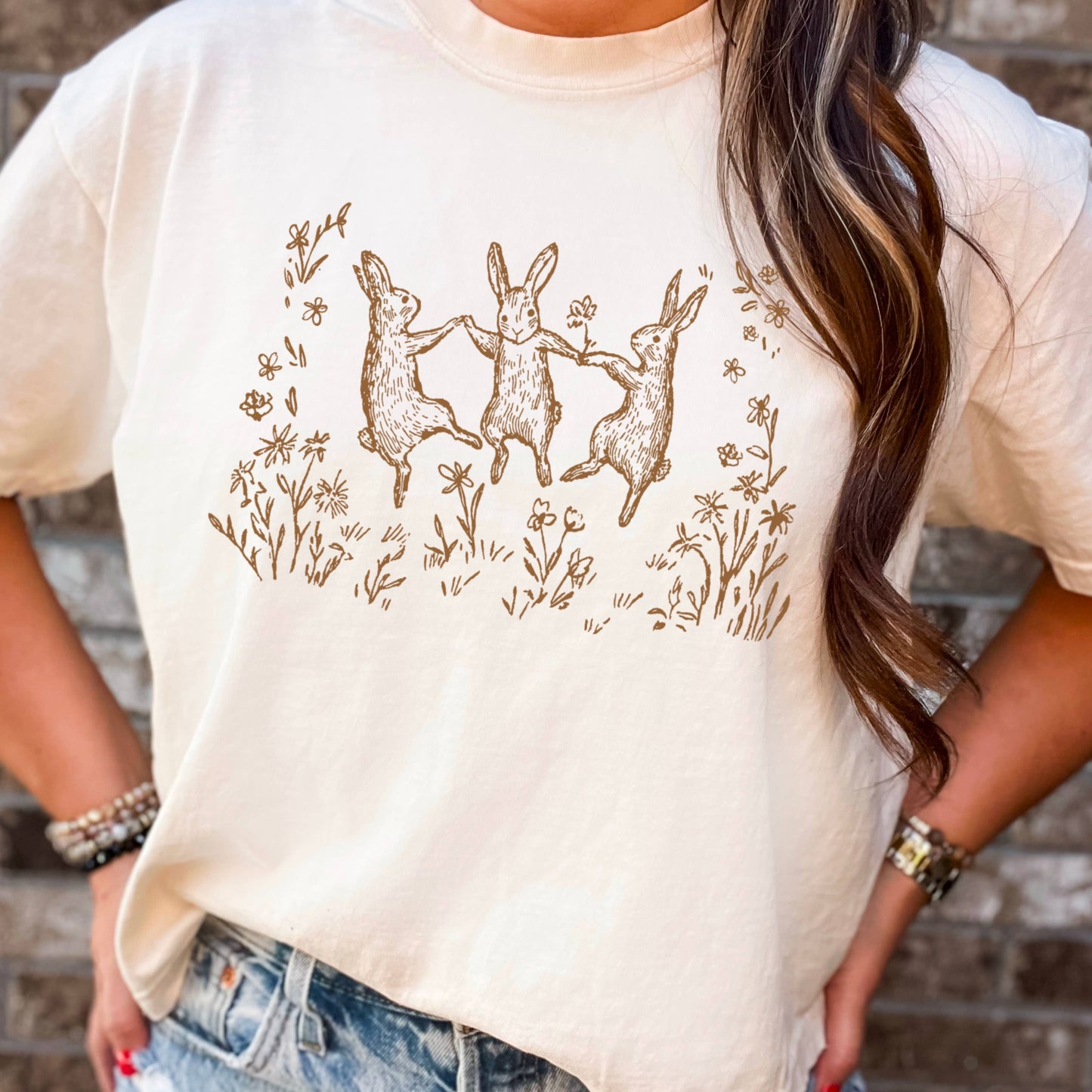 Dancing Spring Bunnies Easter Graphic Shirt | Comfort Colors