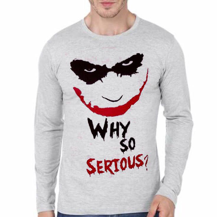 Why So Serious Grey Full Sleeve T-Shirt