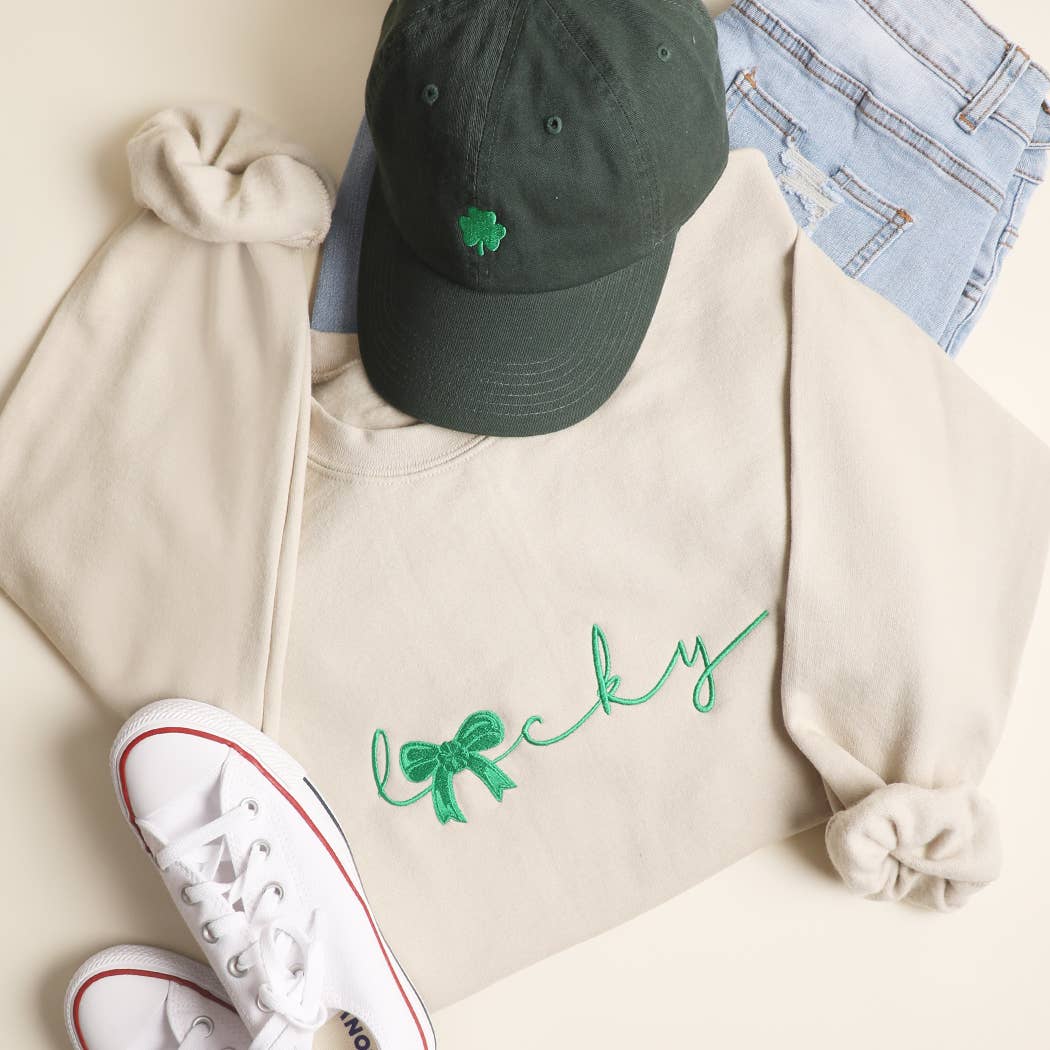 Lucky Bow Embroidered Heavyweight Sweatshirt