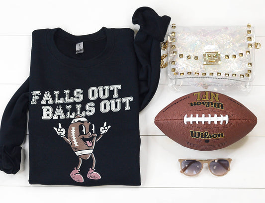 Falls Out Balls Out Funny Football Sweatshirt, Crewneck