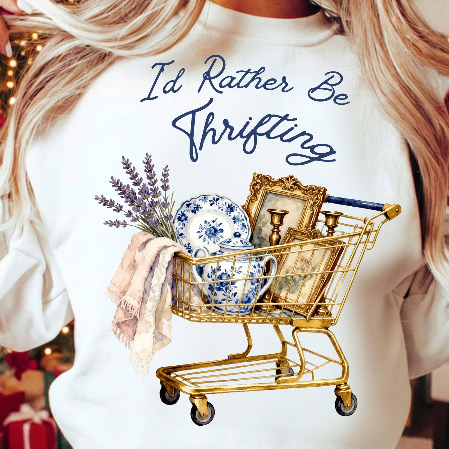 Vintage Thrift Cart Tee For Retro Resale Lover