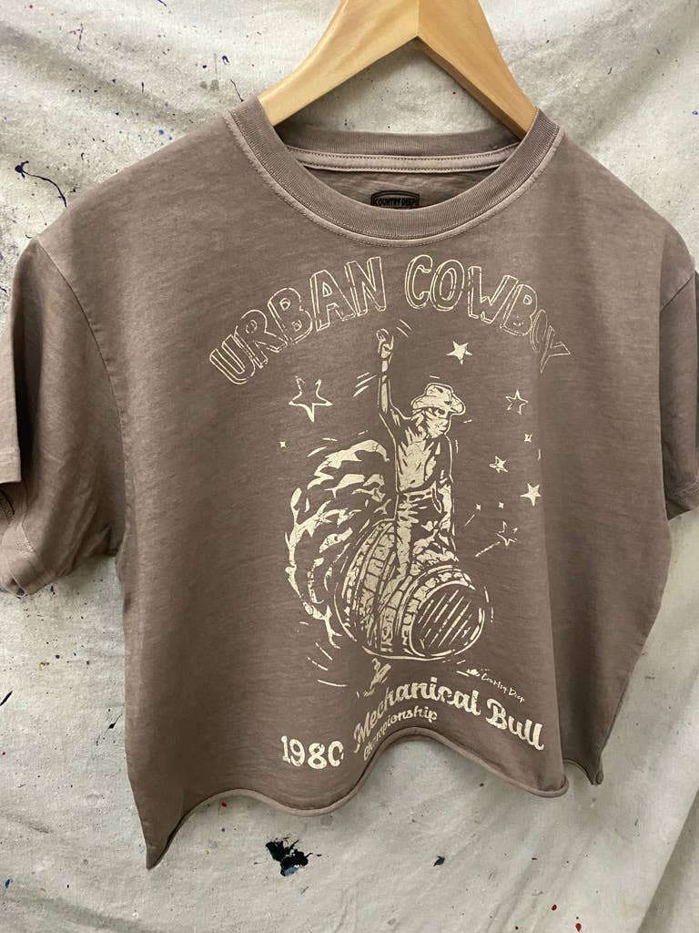 Urban Cowboy Mechanical Bull Contest Relaxed Crop T-Shirt