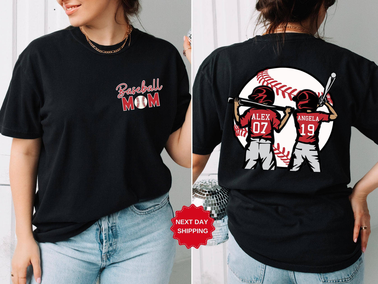 Custom Baseball Mom and Player Name & Number Tee