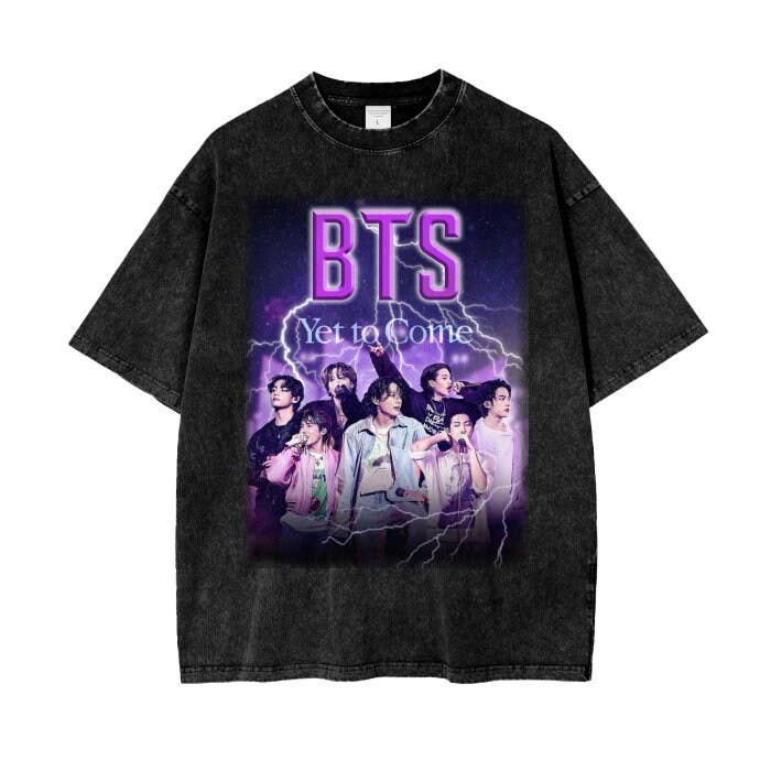 Bts Yet To Come Acid Wash Oversize Tee - 250 Gsm