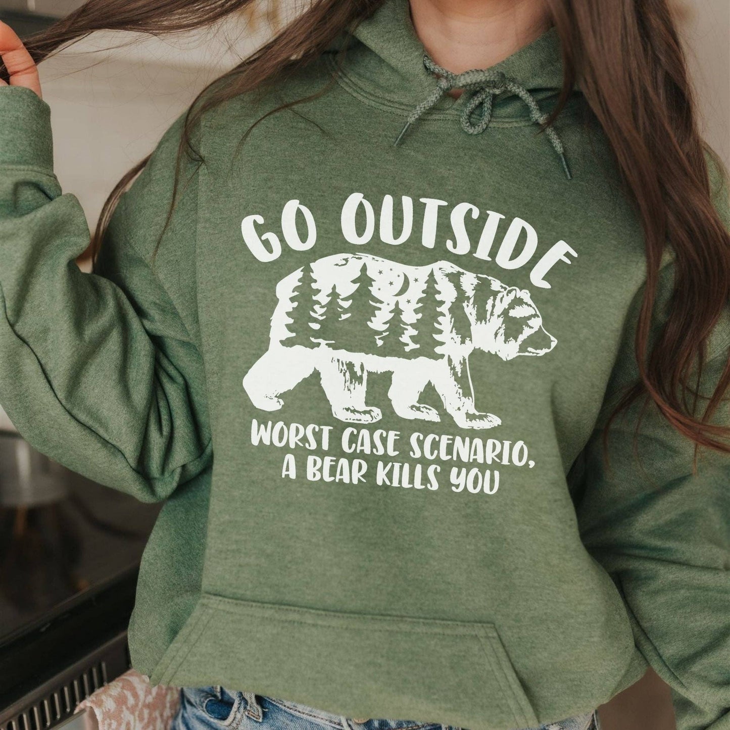 Hilarious Bear Go Outside Crewneck Sweatshirt Hoodie 041