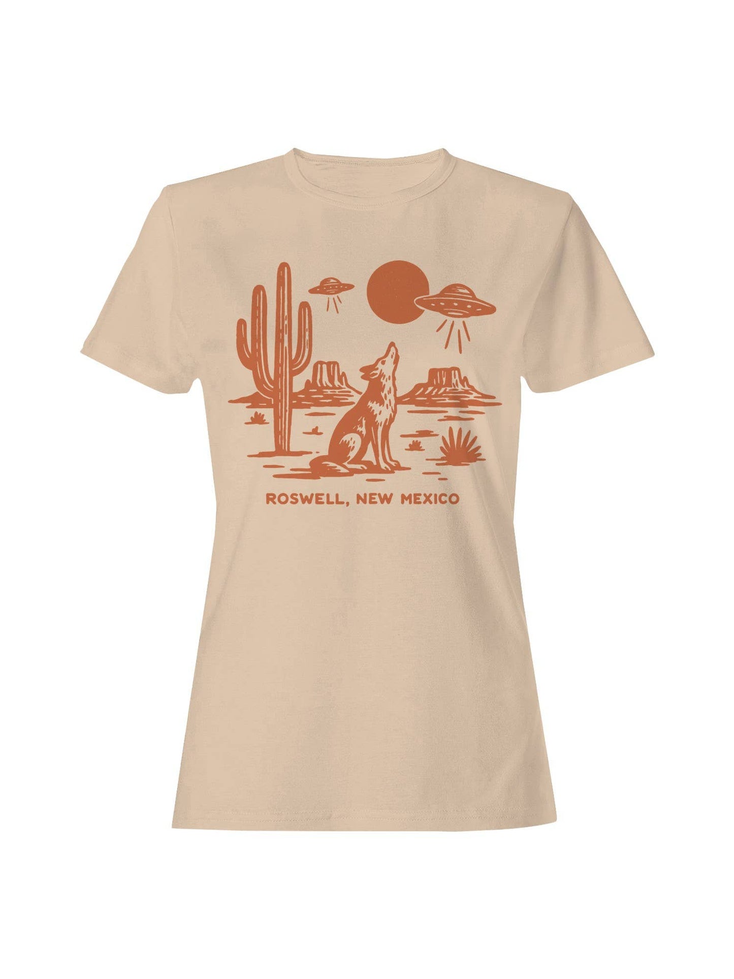 Roswell Desert Wolf and Ufo Scene Women's T-Shirt
