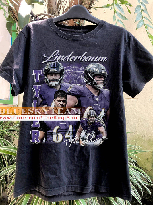 Vintage 90s Tyler Linderbaum T-Shirt Retro Football Gift