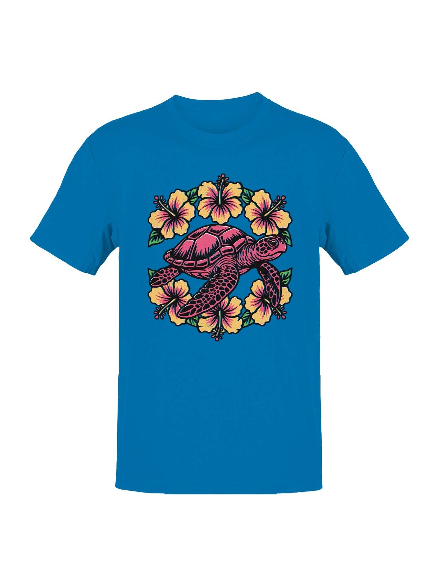 Tropical Turtle and Hibiscus Art Men's T-Shirt