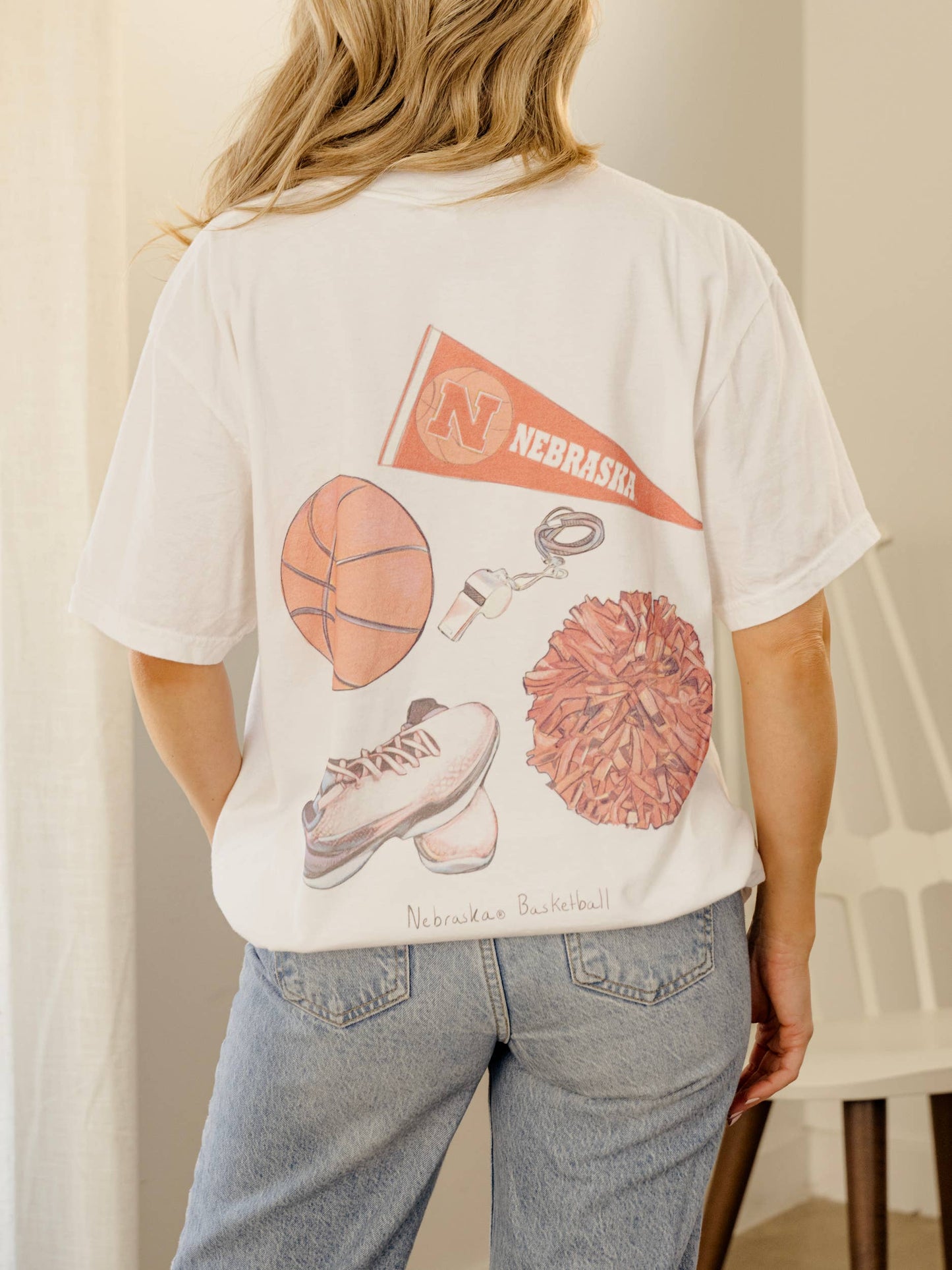 Nebraska Huskers Basketball Memorabilia White Cc Tee