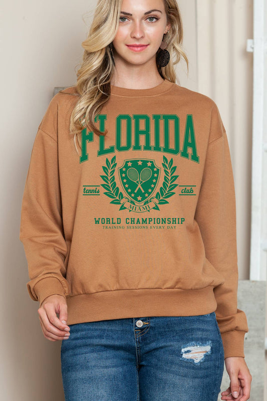 Women Florida Graphic Print Pullover Sweater Top