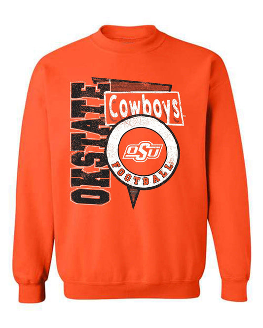 Osu Cowboys Football Spree Orange Thrifted Sweatshirt