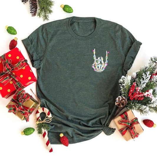 Skeleton Christmas Light Funny Family Matching Shirt
