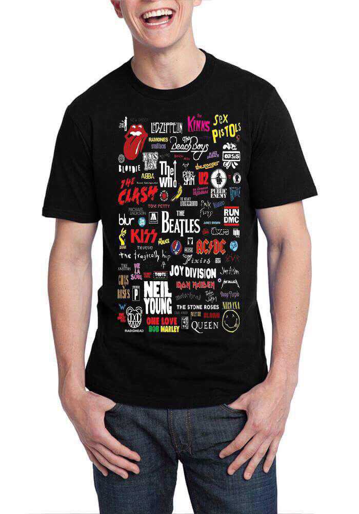 Rock Band Cluster Black T-Shirt