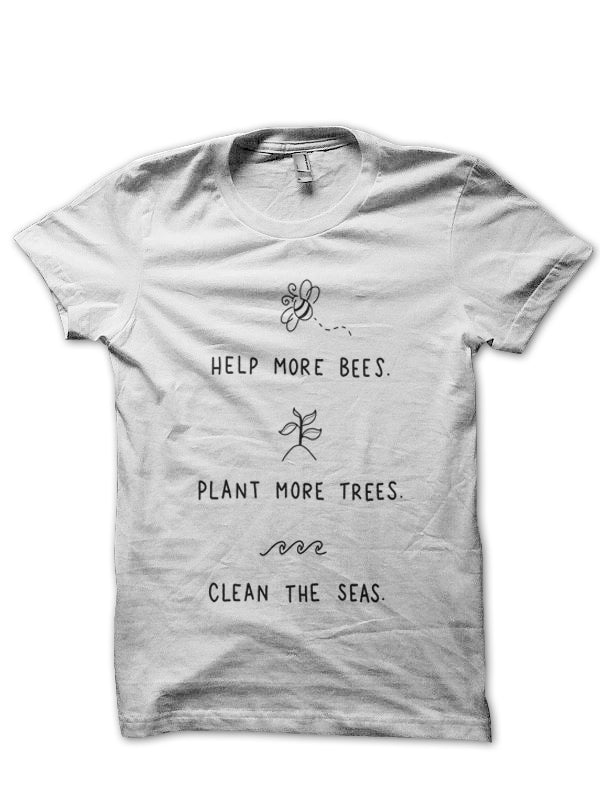 Save The Bees Half Sleeve White T-Shirt