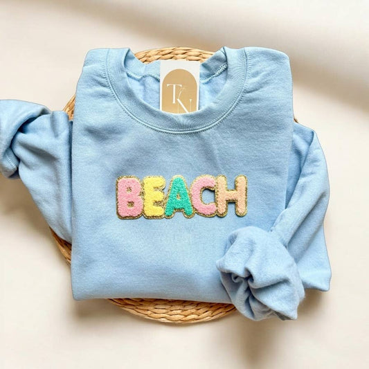 Chenille Patch Beach Sweatshirt, Summer Sweatshirts