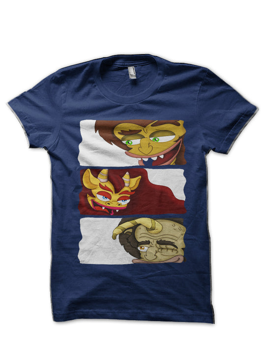 3 Monsters One Shirt Navy Blue T-Shirt