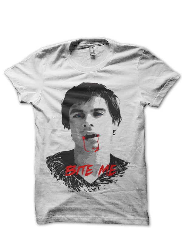 The Vampire Diaries Half Sleeve White T-Shirt