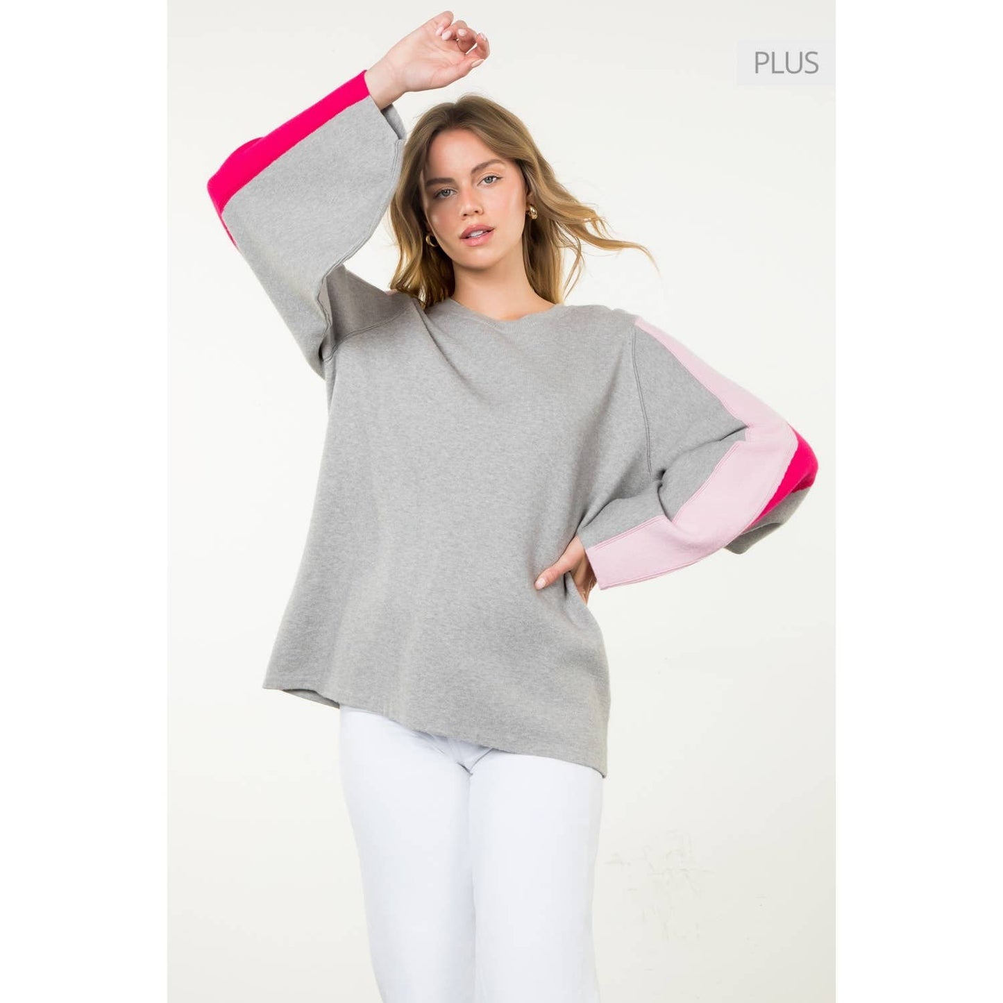 /Size Xl/ Rib Knit Colorblock Sleeve Sweater