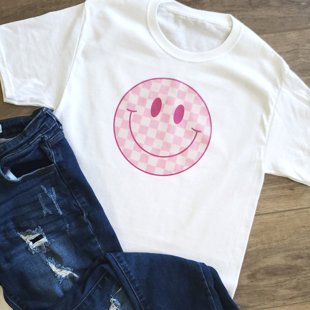 Racing Checkered Smiley Graphic Tee