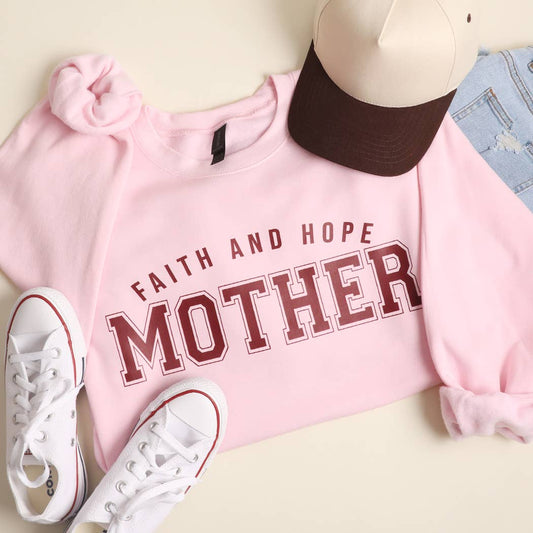 Faith and Hope Mother Varsity-Style Heavyweight Sweatshirt